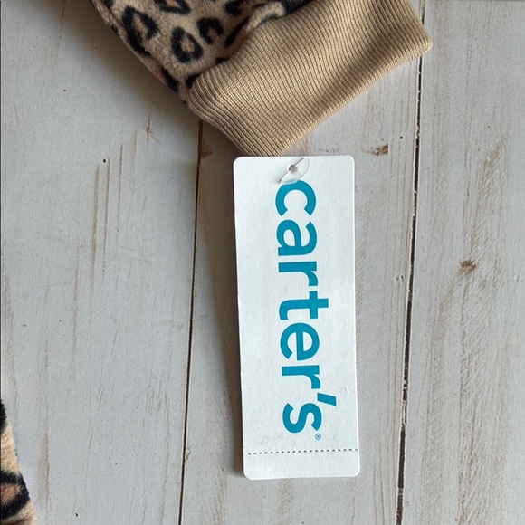 NWT Carter's Leopard Print Cheetah Face Feet Fleece Girls Sleeper SZ 6M - Picture 4 of 7
